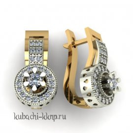 Классические золотые серьги с фианитами - 00048-2e