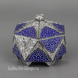Серебряная шкатулка с эмалью - шк09