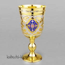 Серебряный фужер с позолотой и эмалью «Финифть» - ф099