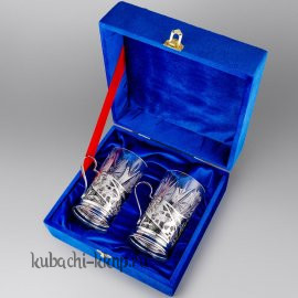 Серебряный подстаканник с чернью - пд009-2