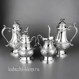 Серебряный чайный сервиз «Букет» - ср0002