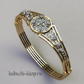 нежны женский золотой браслет с фианитамит - 00071b