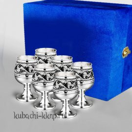 Набор серебряных бокалов для коньяка или виски 6 шт - бк026-6