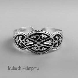 Серебряный браслет Кубачи  на женскую руку с орнаментом - БР03