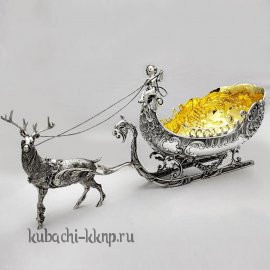 Серебряная Ваза для фруктов с позолотой 