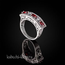 Кольцо с гранатом из серебра 925 пробы - Ag-к102