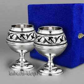Набор серебряных коньячных бокалов  от кубачинских мастеров - бк0009-2