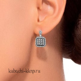 Серебряные серьги с фианитами Кубачи - яс28