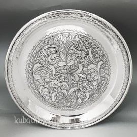 Серебряный поднос без чернения - ПДН061