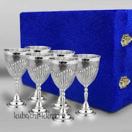 Набор из шести серебряных фужеров для вина - ф120-6