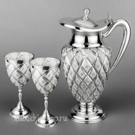 Большой серебряный кувшин с бокалами - ндв076