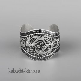 Разоширокий кубачинский браслет из серебра ручной работы - бр33
