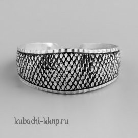 Серебряный браслет Кубачи с чернением и лазерной гравировкой - БР60