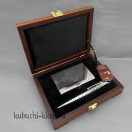 Набор визитница и ручка из серебра  - ВЗТЛ1