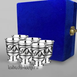 Набор из шести серебряных стопок - стп067-6