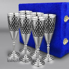 Набор из шести серебряных фужеров 