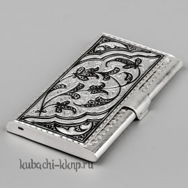 Визитница из серебра с кубачинским узором - vzt010