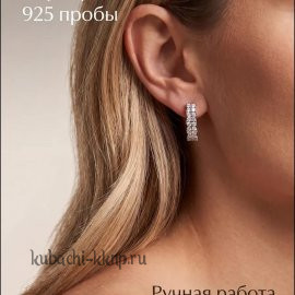 Серьги серебряные дорожка с фианитами - с955