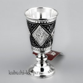 Серебряная рюмка с новым кубачинским орнаментом - Р093