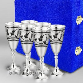 Набор из шести высоких рюмок для ликера или водки - р00013-6