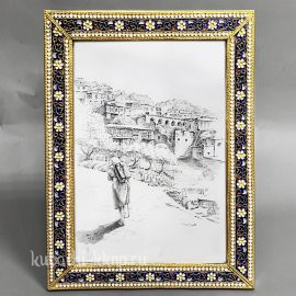 Серебряная рамка для фото с цветной эмалью - фот03