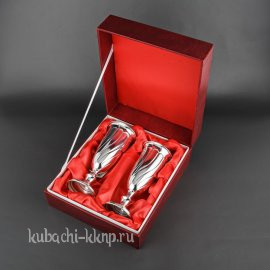 Набор серебряных бокалов на свадьбу «Волна» - ф043-2