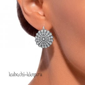 Серьги серебряные 925 пробы цветы с камнями ювелирные - яс24