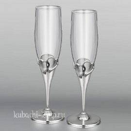 Набор серебряных фужеров со стеклом 