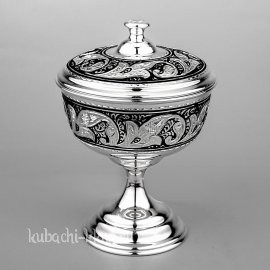 Серебряная креманка с крышкой - км03