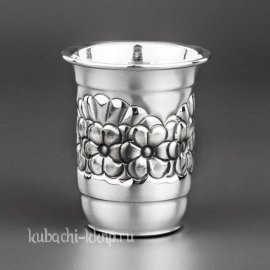 Серебряная стопка с красивыми цветками, 40 мл - стп026