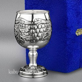 Бокал для коньяка или бренди из серебра «Виноград » - бк007