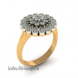 Классическое золотое кольцо с фианитами - 00103r