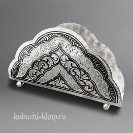 Серебряная салфетница Кубачи с чернью(Ag 875) - СЛ031