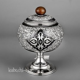 Серебряная сахарница с оксидировкой «Грация» - сх019