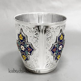 Стакан серебряный с эмалью 