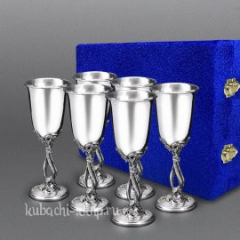 Набор из шести серебряных бокалов 925 пробы 