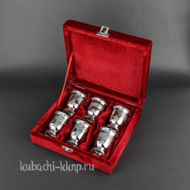 Набор серебряных стопок с узором - стп023-6