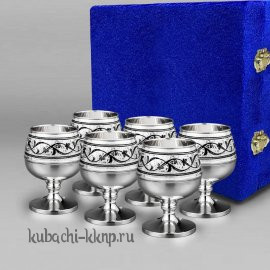 Набор из шести серебряных бокалов для виски и коньяка 