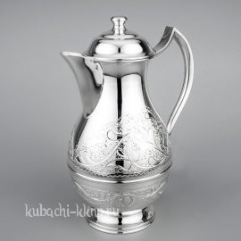 Серебряный кувшин для воды с узором без чернения, 0,75 л - КВ173