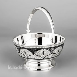 серебряная конфетница - корзинка - кф148
