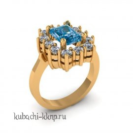 Женское золотое кольцо с цветными фианитами под топаз - 00113r