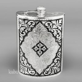 Серебряная фляжка с откидной крышкой 