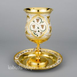 Серебряный бокал с блюдцем - ф090