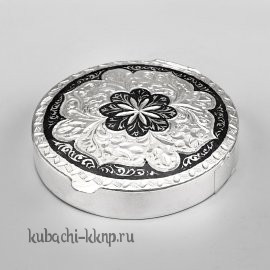 Оригинальное серебряное зеркальце-пудреница - ПДР04
