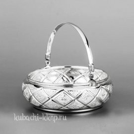 Серебряная конфетница с ручкой 