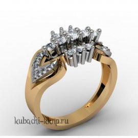 Золотое кольцо с фианитами 