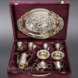 Кофейный набор из серебра с позолотой - нкф003