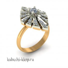 Золотое кольцо с фианитами 