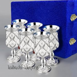 Набор из шести серебряных бокалов для вина 