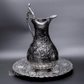 Кувшин с подносом из серебра 925 пробы - кв0048
